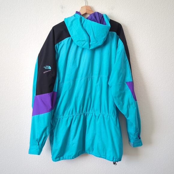 VTG 90s The North Face Extreme Anorak Long Cinch Jacket Blue Hooded Men's XL - Picture 12 of 15